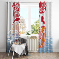 Hawaiki Nui Va'a Solo French Polynesia Window Curtain Red Color LT03 - Polynesian Pride