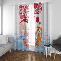 Hawaiki Nui Va'a Solo French Polynesia Window Curtain Red Color LT03 With Grommets Red - Polynesian Pride