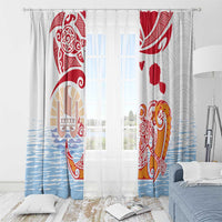 Hawaiki Nui Va'a Solo French Polynesia Window Curtain Red Color LT03 - Polynesian Pride