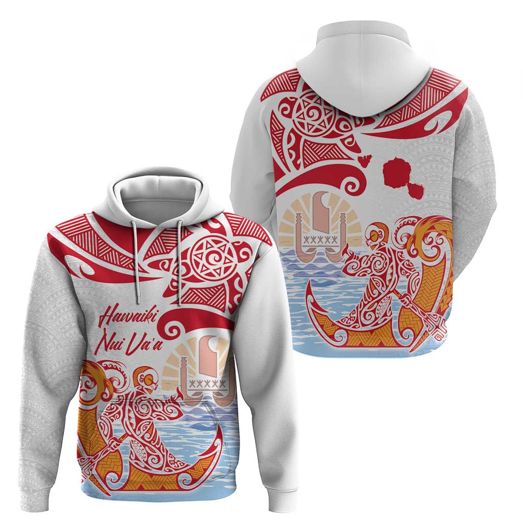 Hawaiki Nui Va'a Solo French Polynesia Zip Hoodie Red Color LT03 - Polynesian Pride