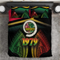 Vanuatu Constitution Day Bedding Set Polynesian Tattoo and Pig Tusk Since 1979 LT03 Black - Polynesian Pride