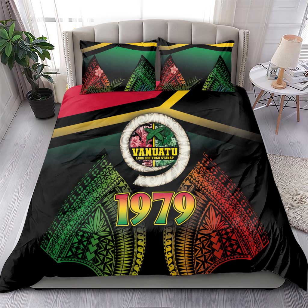 Vanuatu Constitution Day Bedding Set Polynesian Tattoo and Pig Tusk Since 1979 LT03 - Polynesian Pride