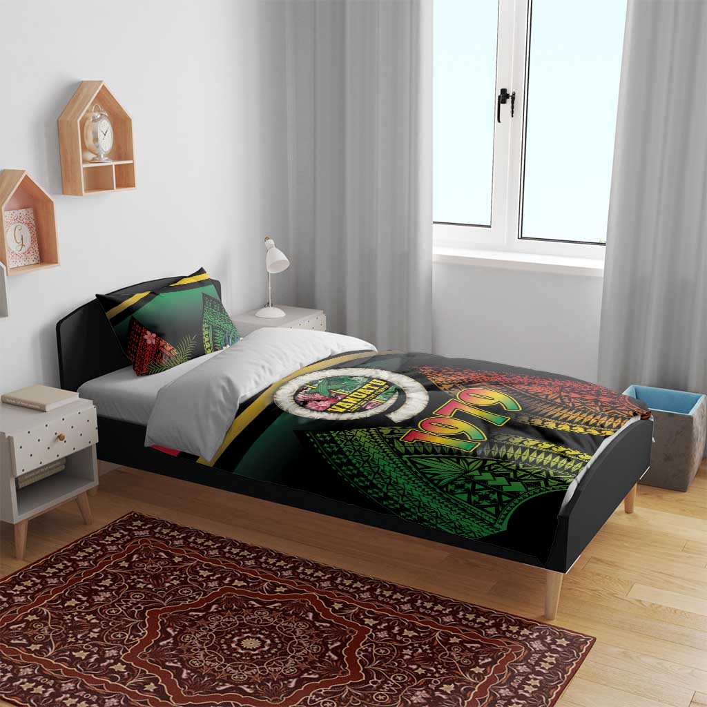 Vanuatu Constitution Day Bedding Set Polynesian Tattoo and Pig Tusk Since 1979 LT03 - Polynesian Pride