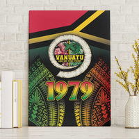 Vanuatu Constitution Day Canvas Wall Art Polynesian Tattoo and Pig Tusk Since 1979 LT03 Without Frame Black - Polynesian Pride