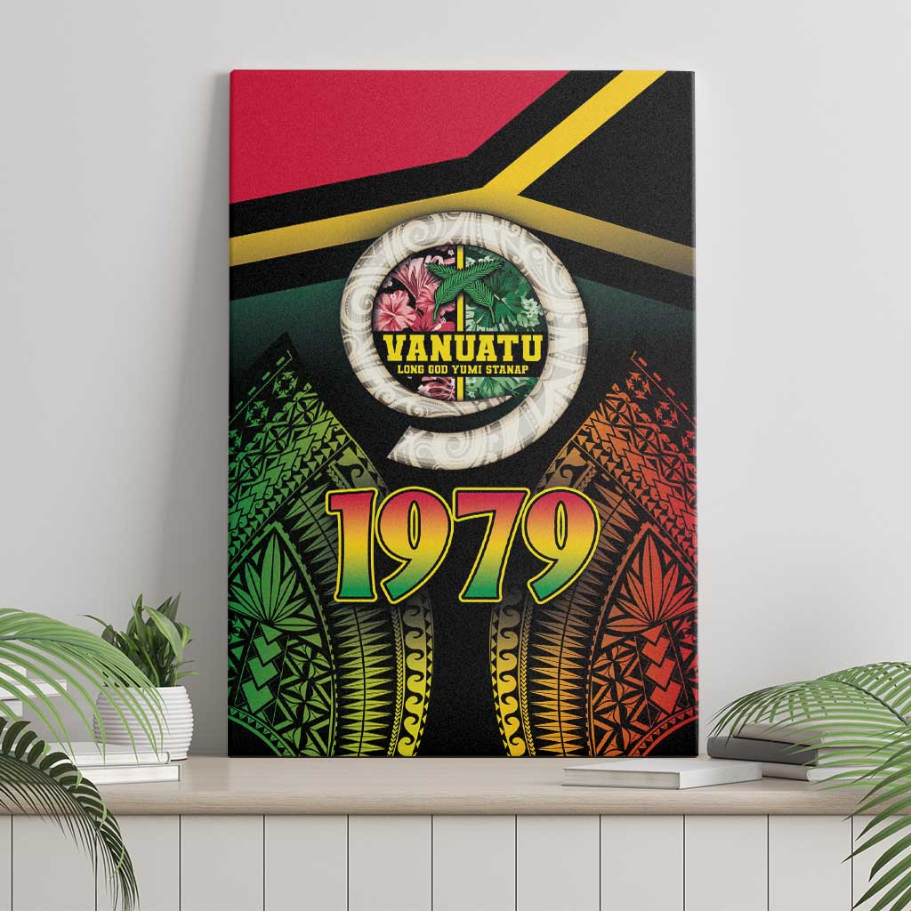 Vanuatu Constitution Day Canvas Wall Art Polynesian Tattoo and Pig Tusk Since 1979 LT03 - Polynesian Pride
