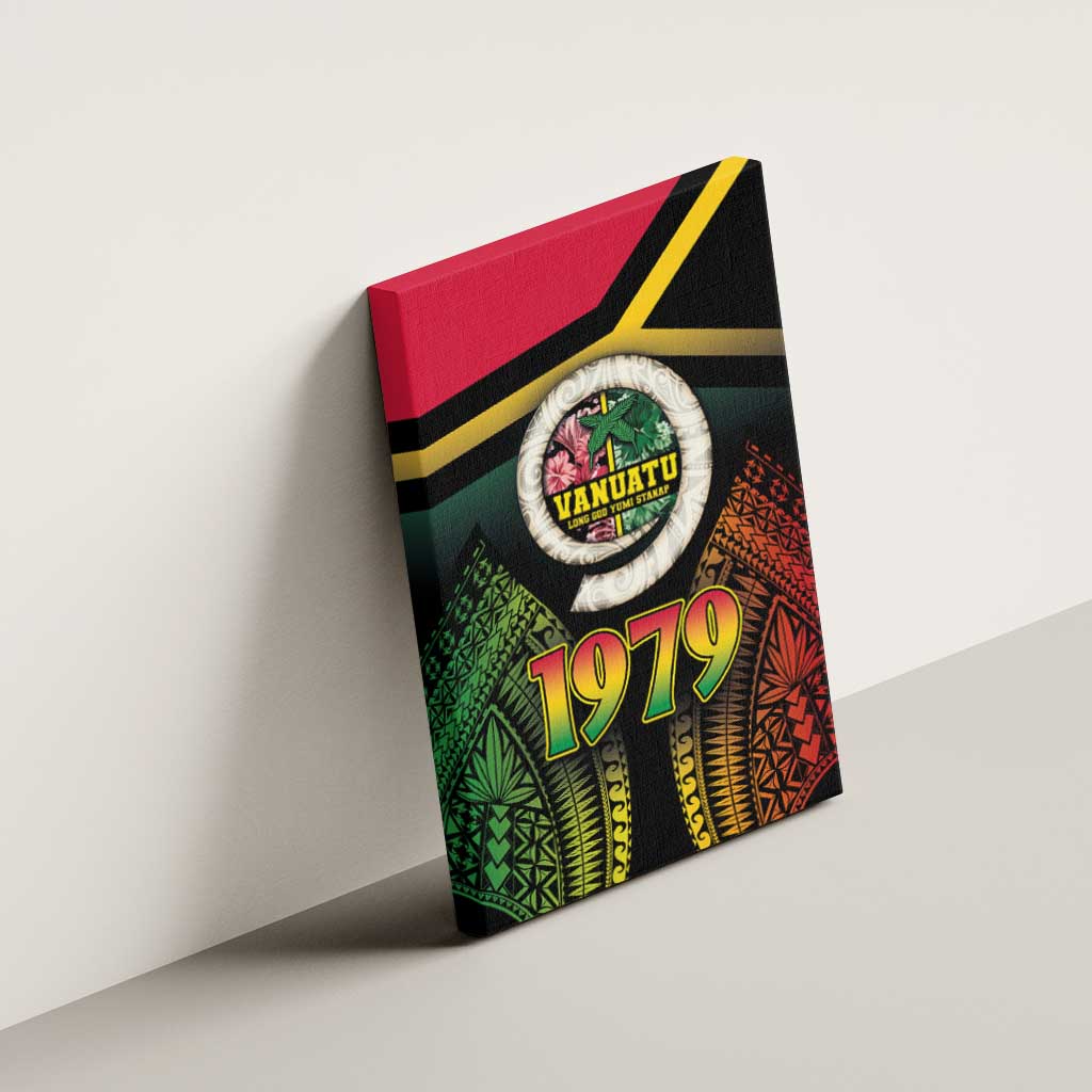 Vanuatu Constitution Day Canvas Wall Art Polynesian Tattoo and Pig Tusk Since 1979 LT03 - Polynesian Pride