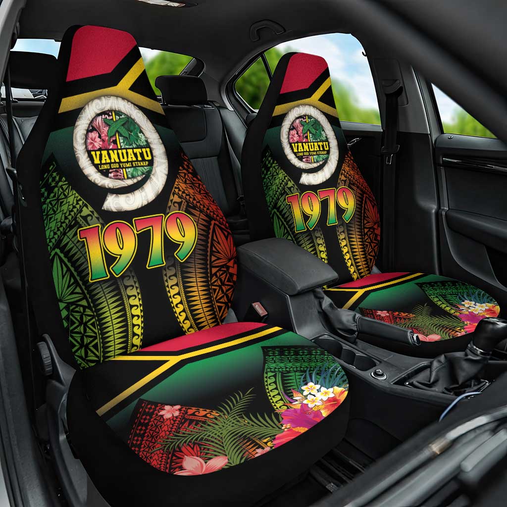 Vanuatu Constitution Day Car Seat Cover Polynesian Tattoo and Pig Tusk Since 1979 LT03 One Size Black - Polynesian Pride
