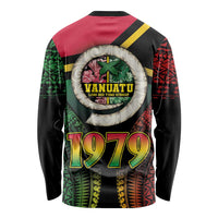 Vanuatu Constitution Day Long Sleeve Shirt Polynesian Tattoo and Pig Tusk Since 1979 LT03 - Polynesian Pride