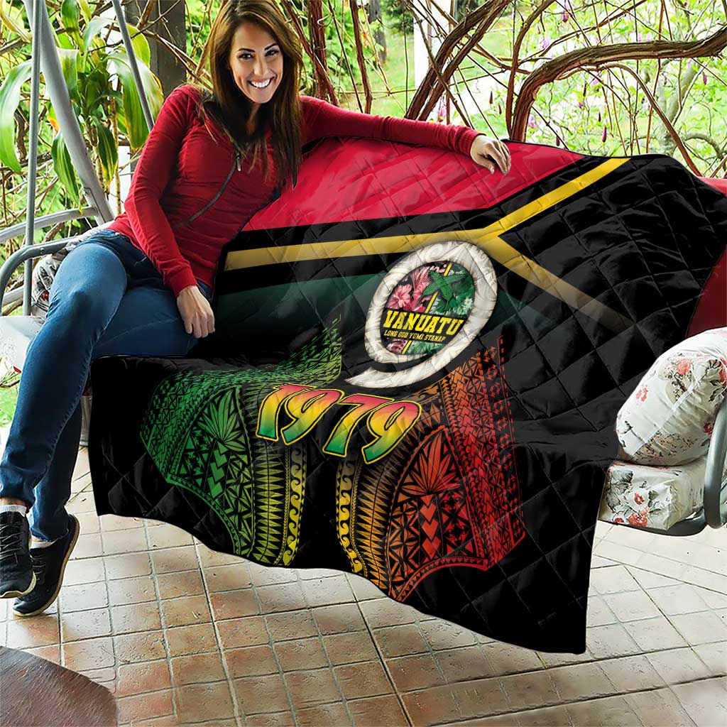 Vanuatu Constitution Day Quilt Polynesian Tattoo and Pig Tusk Since 1979 LT03 - Polynesian Pride
