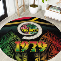 Vanuatu Constitution Day Round Carpet Polynesian Tattoo and Pig Tusk Since 1979 LT03 Black - Polynesian Pride