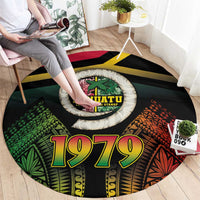Vanuatu Constitution Day Round Carpet Polynesian Tattoo and Pig Tusk Since 1979 LT03 - Polynesian Pride