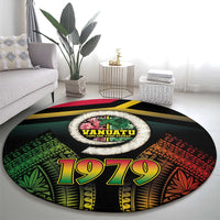 Vanuatu Constitution Day Round Carpet Polynesian Tattoo and Pig Tusk Since 1979 LT03 - Polynesian Pride