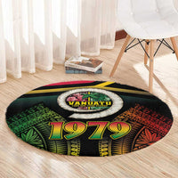 Vanuatu Constitution Day Round Carpet Polynesian Tattoo and Pig Tusk Since 1979 LT03 - Polynesian Pride