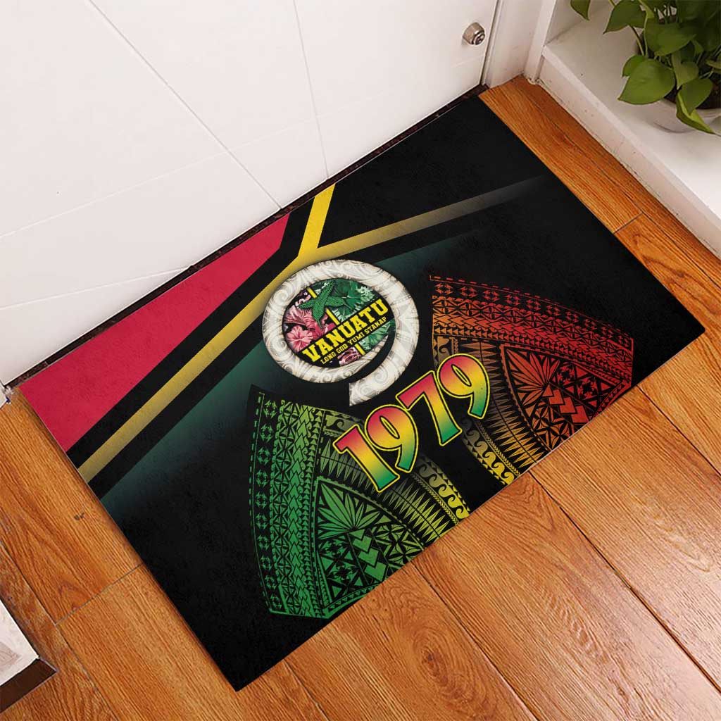Vanuatu Constitution Day Rubber Doormat Polynesian Tattoo and Pig Tusk Since 1979 LT03 - Polynesian Pride