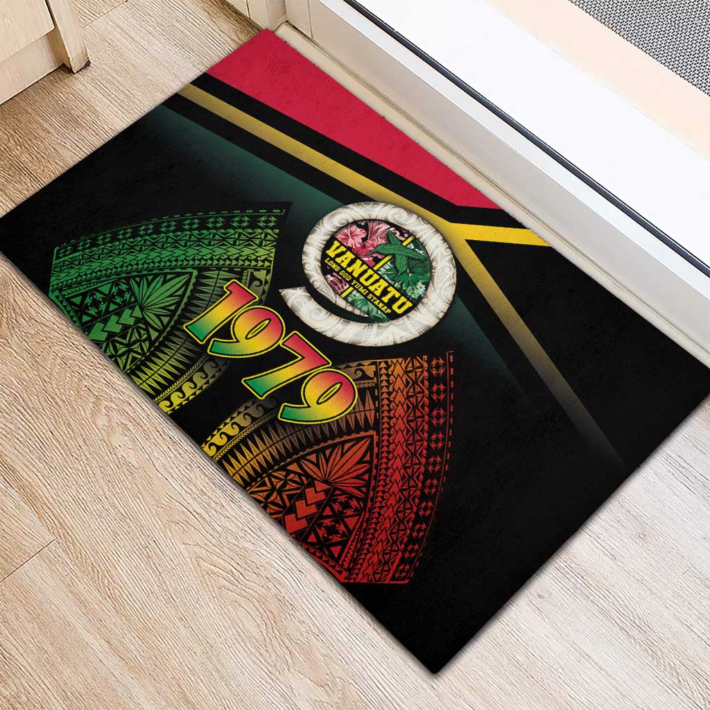 Vanuatu Constitution Day Rubber Doormat Polynesian Tattoo and Pig Tusk Since 1979 LT03 - Polynesian Pride