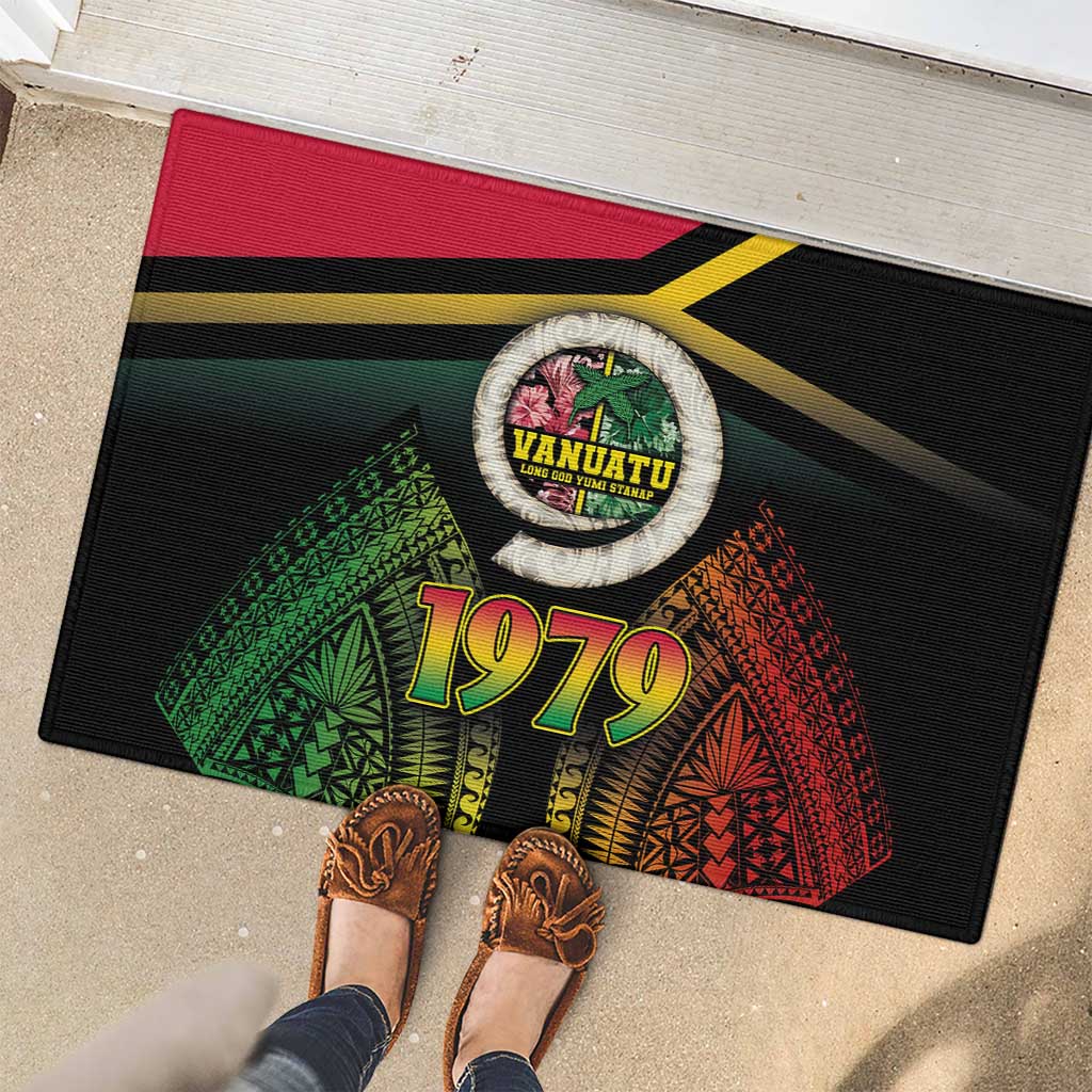 Vanuatu Constitution Day Rubber Doormat Polynesian Tattoo and Pig Tusk Since 1979 LT03 - Polynesian Pride
