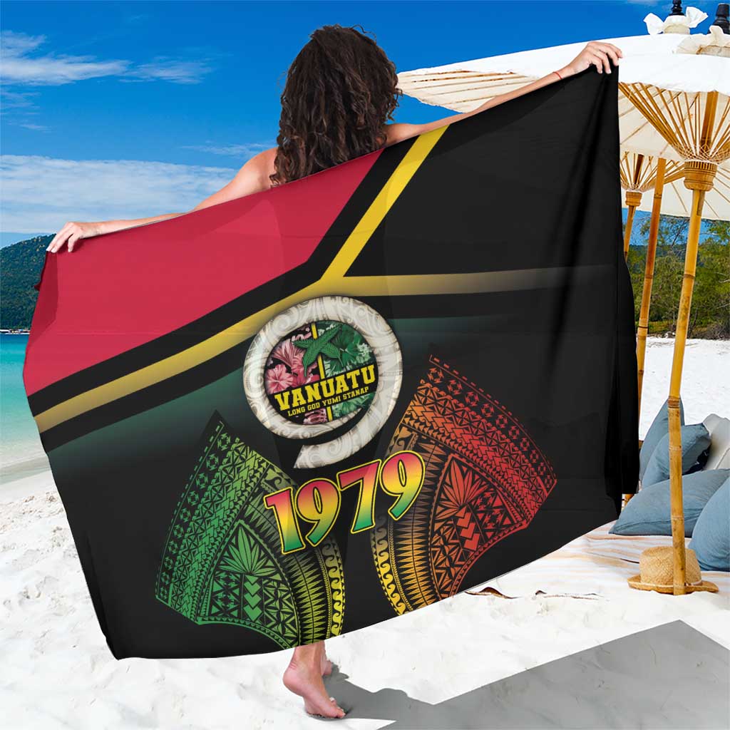 Vanuatu Constitution Day Sarong Polynesian Tattoo and Pig Tusk Since 1979 LT03 One Size 44 x 66 inches Black - Polynesian Pride