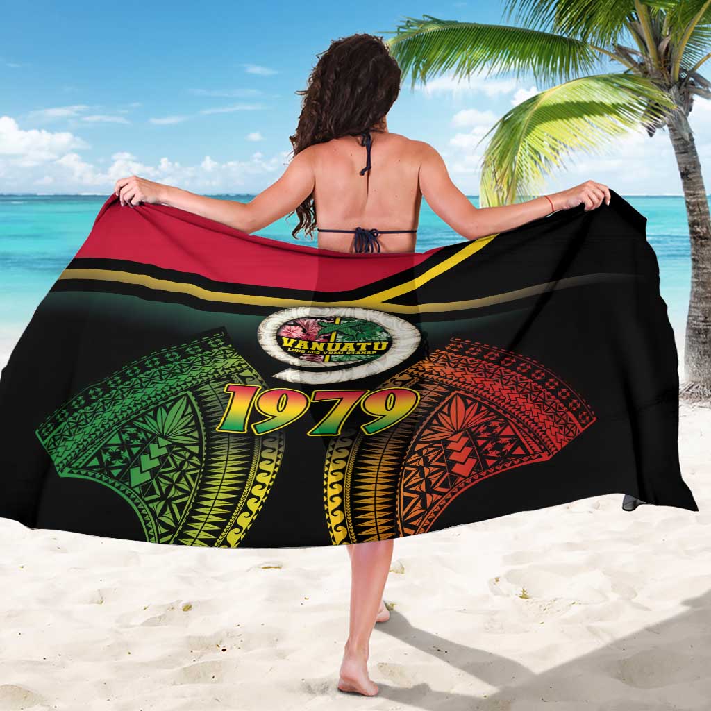 Vanuatu Constitution Day Sarong Polynesian Tattoo and Pig Tusk Since 1979 LT03 - Polynesian Pride