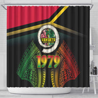 Vanuatu Constitution Day Shower Curtain Polynesian Tattoo and Pig Tusk Since 1979 LT03 - Polynesian Pride