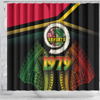 Vanuatu Constitution Day Shower Curtain Polynesian Tattoo and Pig Tusk Since 1979 LT03 - Polynesian Pride