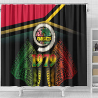 Vanuatu Constitution Day Shower Curtain Polynesian Tattoo and Pig Tusk Since 1979 LT03 - Polynesian Pride