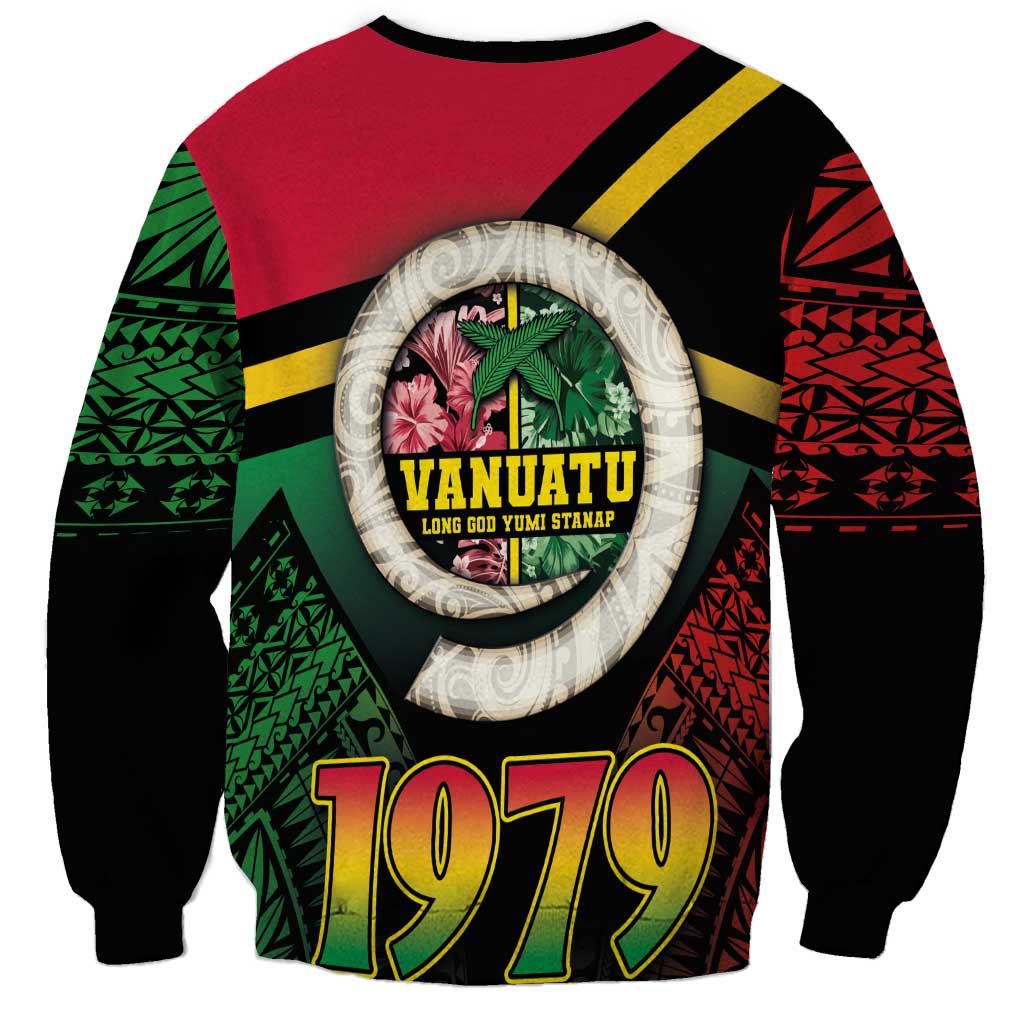 Vanuatu Constitution Day Sweatshirt Polynesian Tattoo and Pig Tusk Since 1979 LT03 - Polynesian Pride