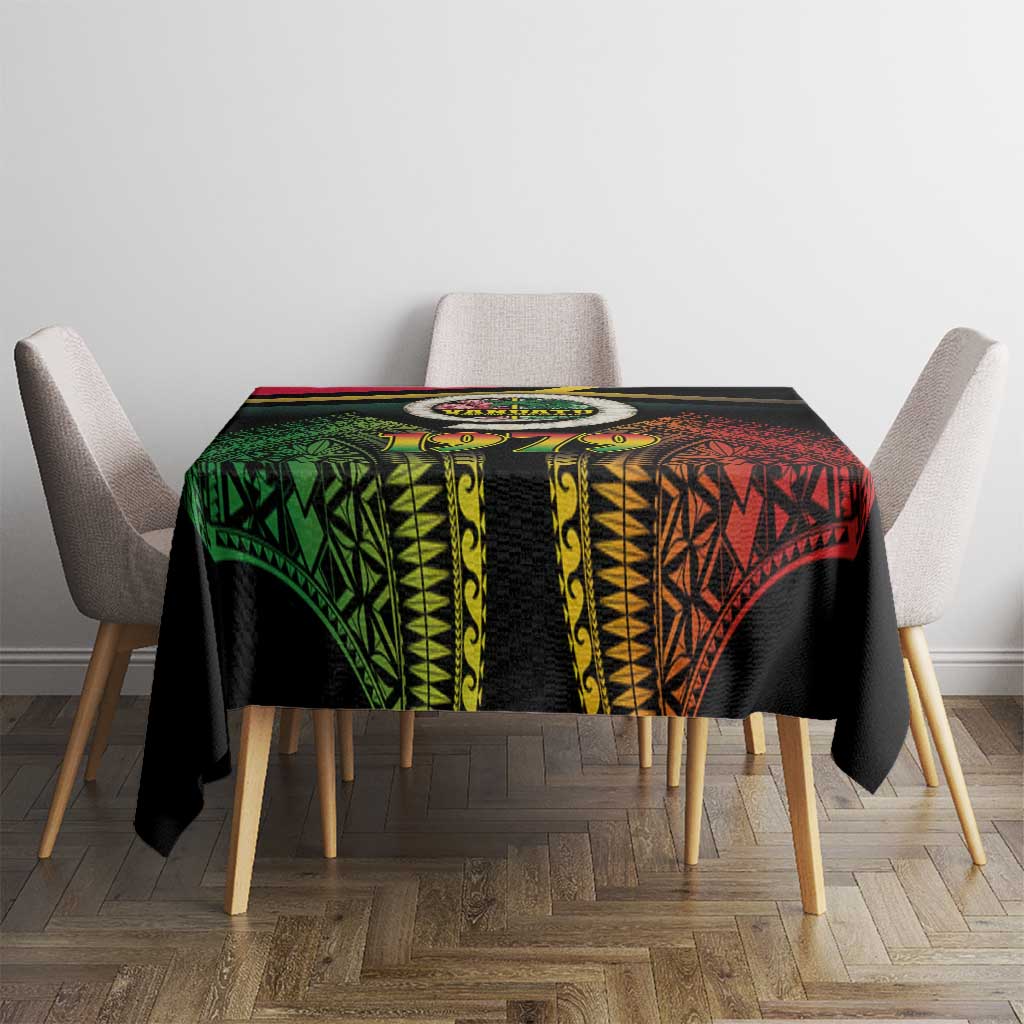 Vanuatu Constitution Day Tablecloth Polynesian Tattoo and Pig Tusk Since 1979 LT03 - Polynesian Pride