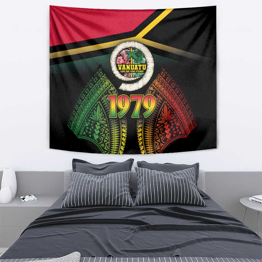 Vanuatu Constitution Day Tapestry Polynesian Tattoo and Pig Tusk Since 1979 LT03 - Polynesian Pride