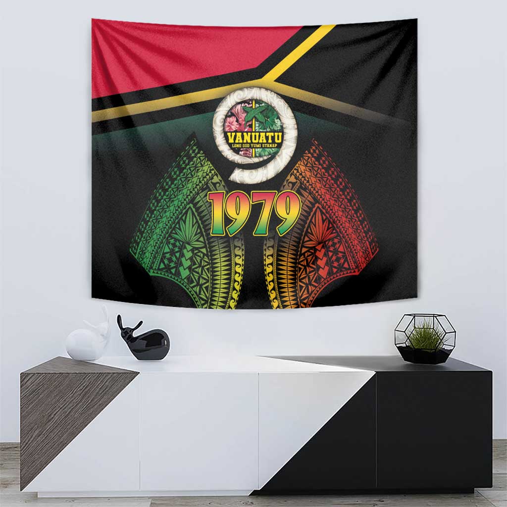 Vanuatu Constitution Day Tapestry Polynesian Tattoo and Pig Tusk Since 1979 LT03 - Polynesian Pride