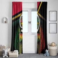 Vanuatu Constitution Day Window Curtain Polynesian Tattoo and Pig Tusk Since 1979 LT03 - Polynesian Pride