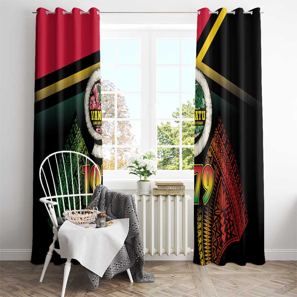 Vanuatu Constitution Day Window Curtain Polynesian Tattoo and Pig Tusk Since 1979 LT03 - Polynesian Pride