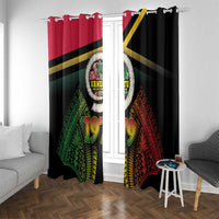 Vanuatu Constitution Day Window Curtain Polynesian Tattoo and Pig Tusk Since 1979 LT03 With Grommets Black - Polynesian Pride