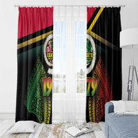 Vanuatu Constitution Day Window Curtain Polynesian Tattoo and Pig Tusk Since 1979 LT03 - Polynesian Pride