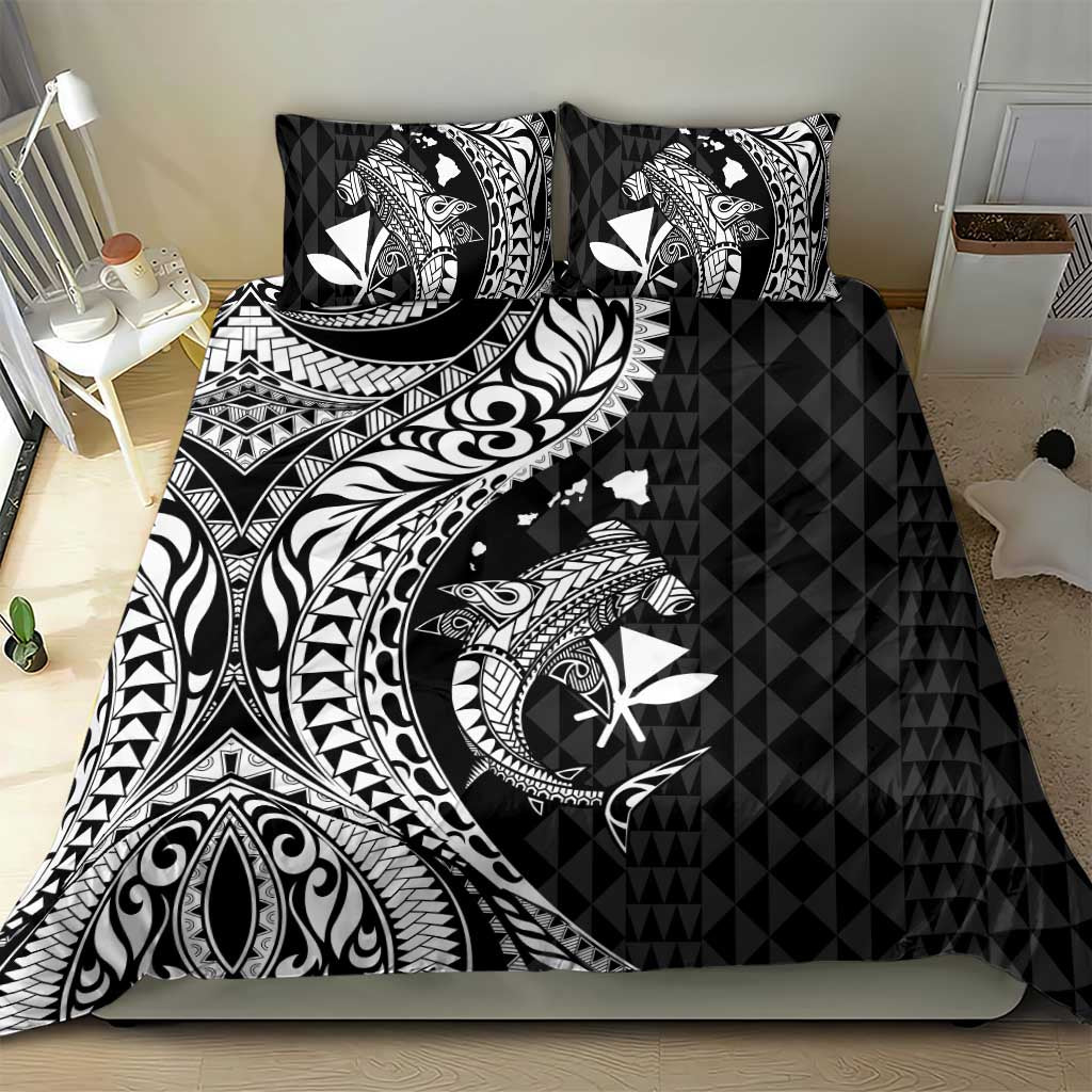 Aloha Hawaii Hammerhead Shark Bedding Set Black Kakau and Polynesian Tattoo LT03 - Polynesian Pride