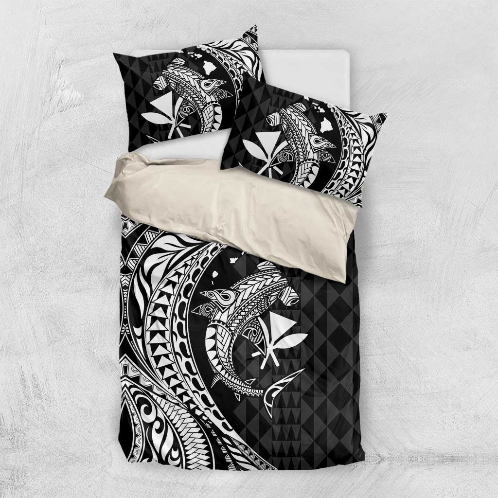 Aloha Hawaii Hammerhead Shark Bedding Set Black Kakau and Polynesian Tattoo LT03 US Twin 172cm x 218cm Black - Polynesian Pride