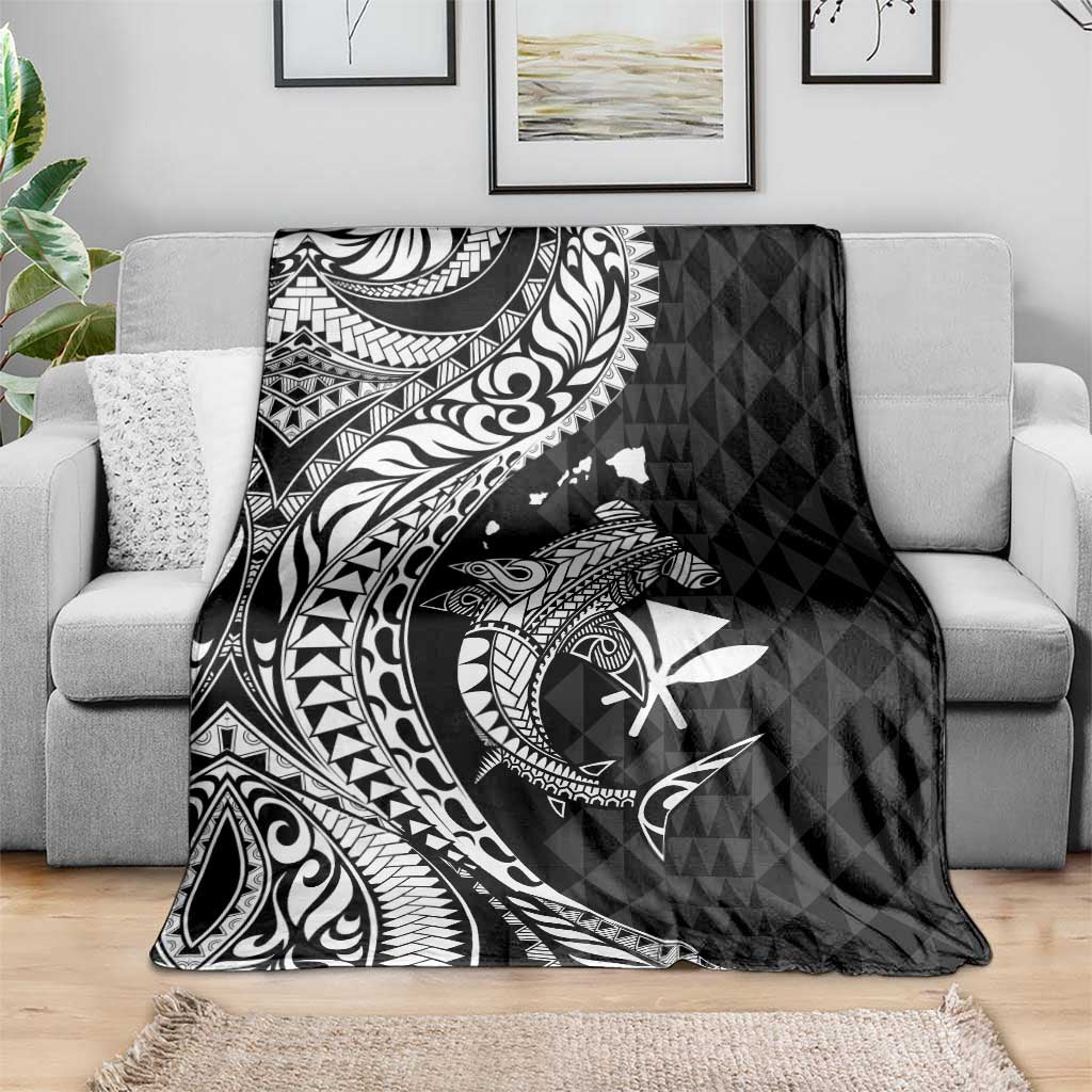 Aloha Hawaii Hammerhead Shark Blanket Black Kakau and Polynesian Tattoo LT03 - Polynesian Pride