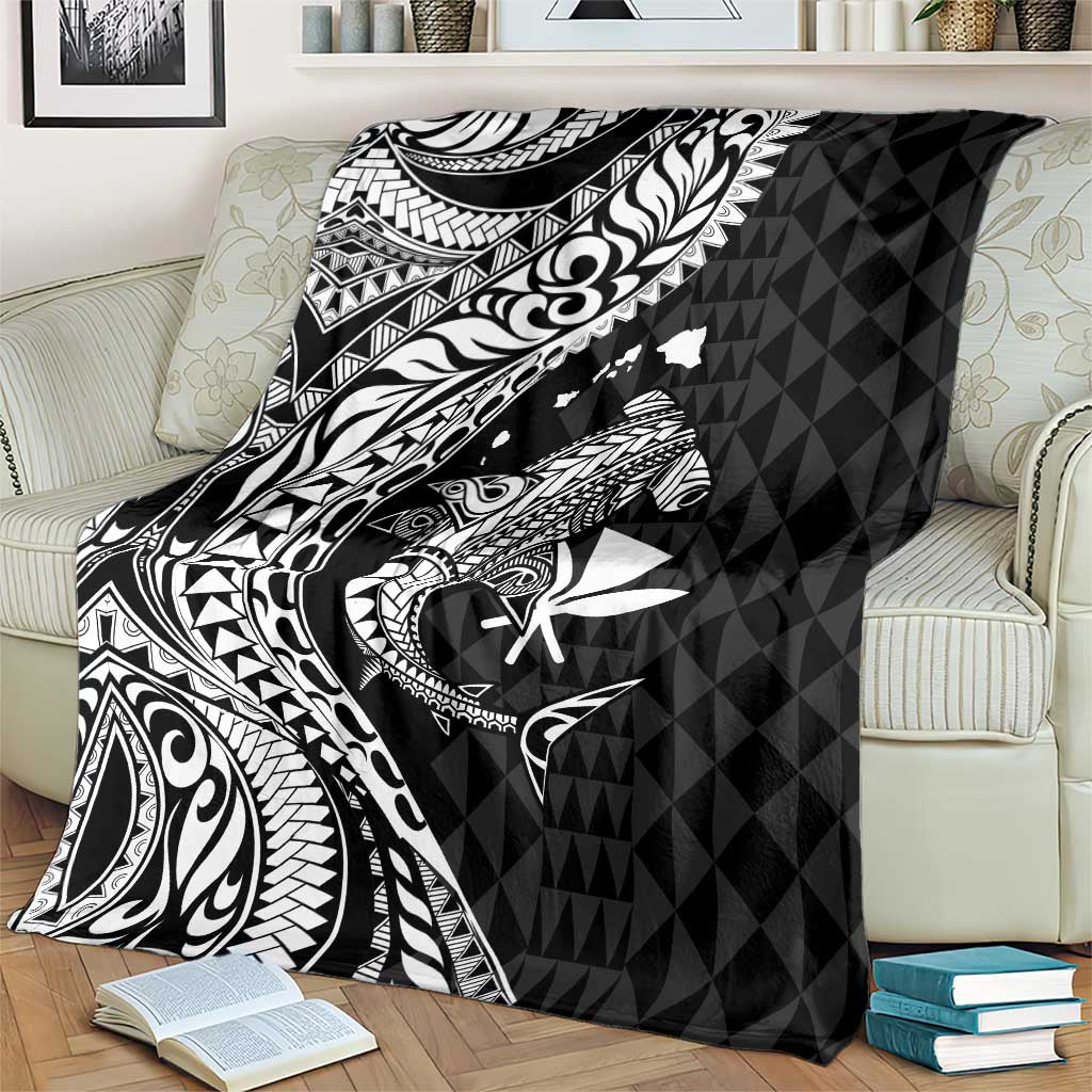 Aloha Hawaii Hammerhead Shark Blanket Black Kakau and Polynesian Tattoo LT03 - Polynesian Pride