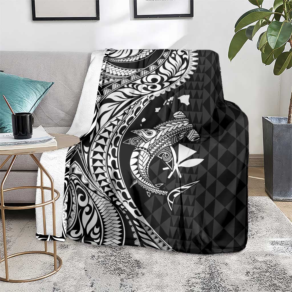 Aloha Hawaii Hammerhead Shark Blanket Black Kakau and Polynesian Tattoo LT03 - Polynesian Pride