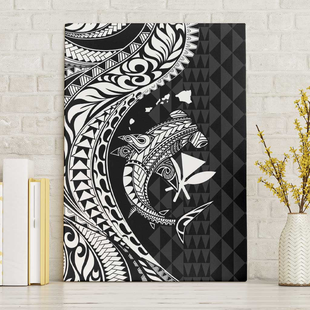 Aloha Hawaii Hammerhead Shark Canvas Wall Art Black Kakau and Polynesian Tattoo LT03 Without Frame Black - Polynesian Pride