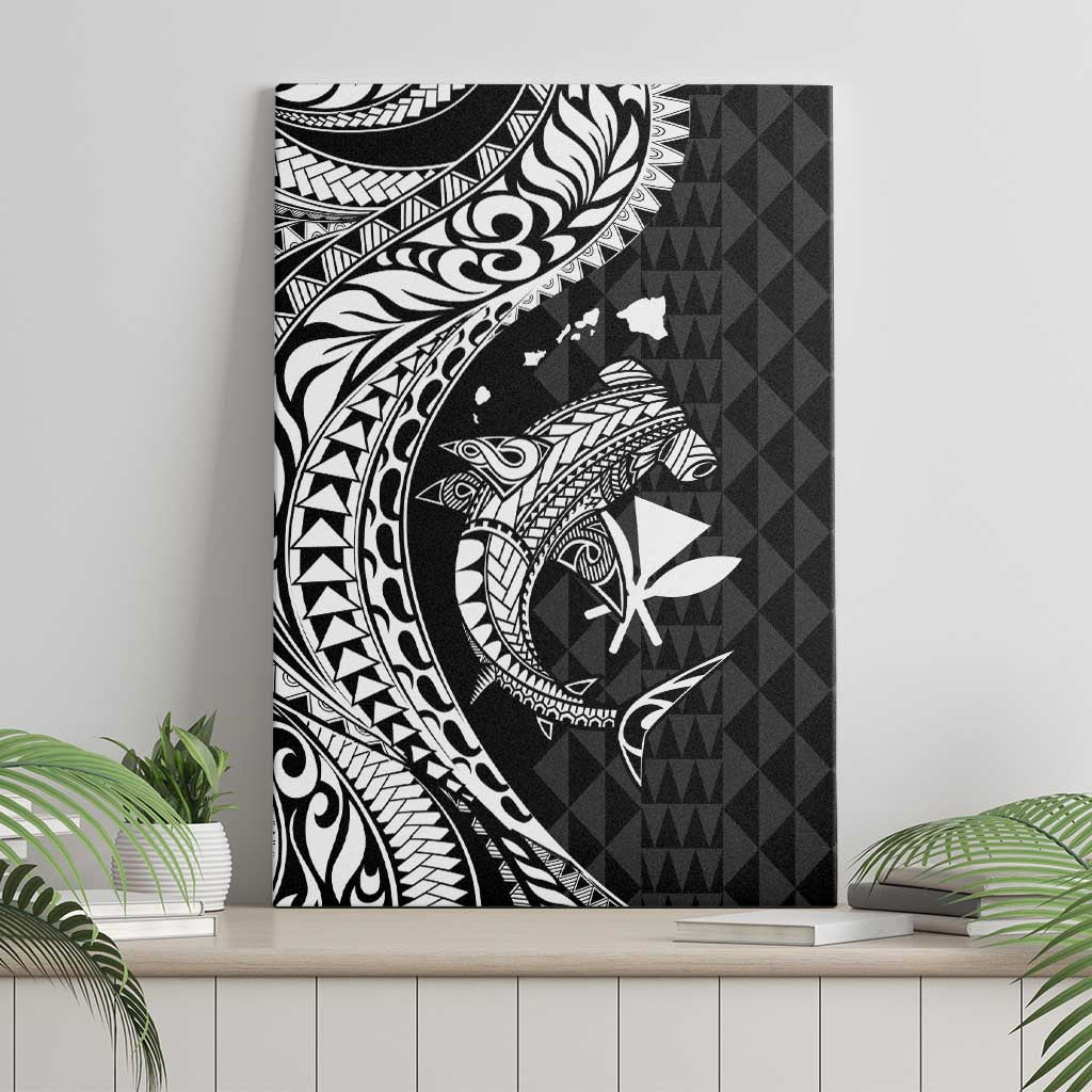 Aloha Hawaii Hammerhead Shark Canvas Wall Art Black Kakau and Polynesian Tattoo LT03 - Polynesian Pride