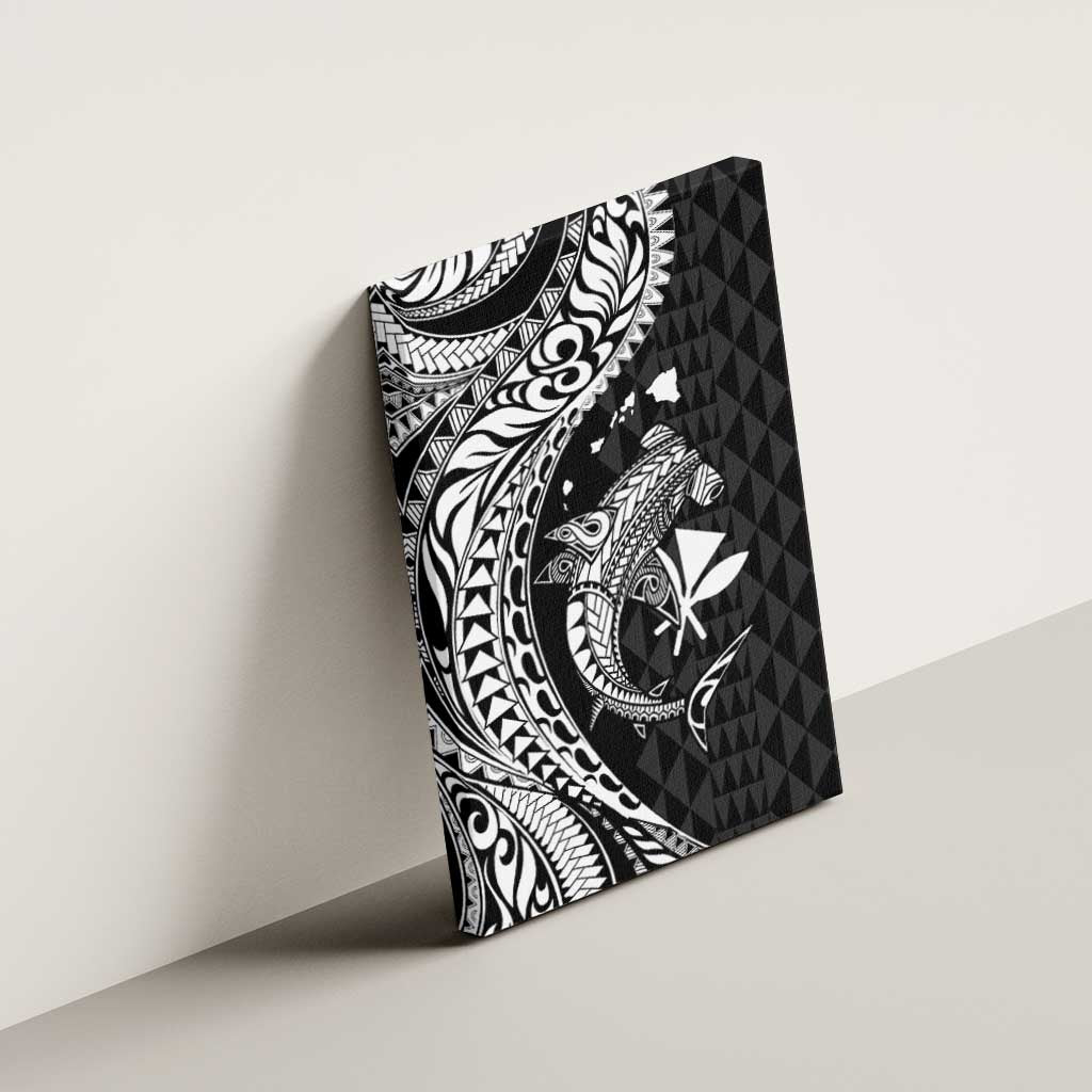 Aloha Hawaii Hammerhead Shark Canvas Wall Art Black Kakau and Polynesian Tattoo LT03 - Polynesian Pride