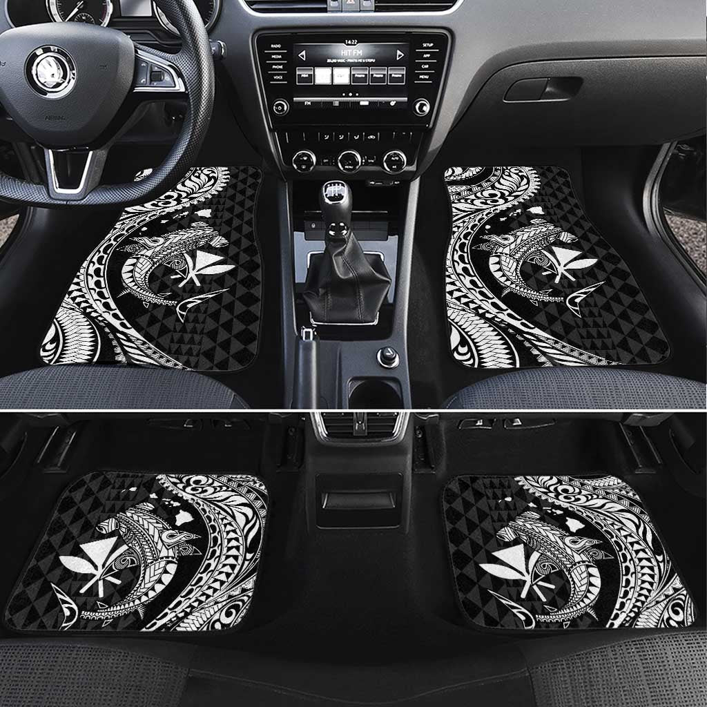 Aloha Hawaii Hammerhead Shark Car Mats Black Kakau and Polynesian Tattoo LT03 Set 4pcs Black - Polynesian Pride