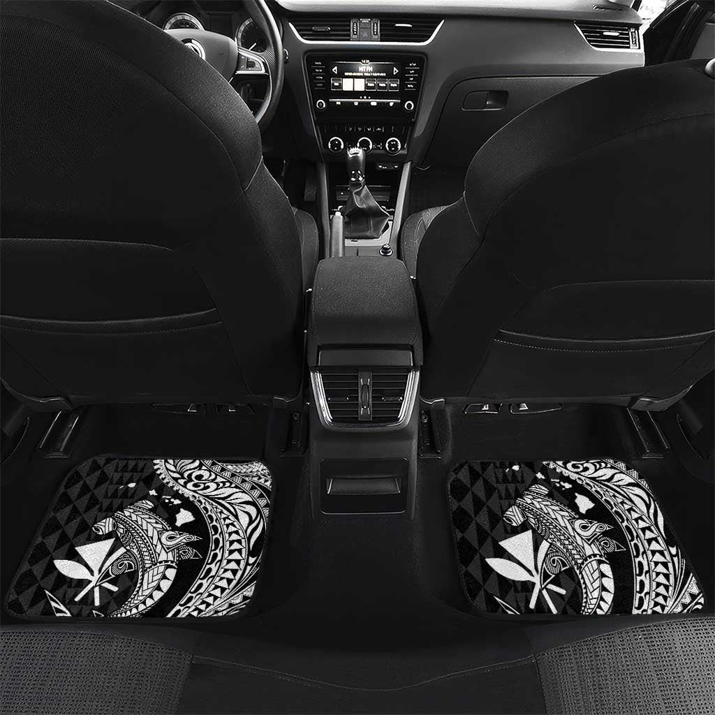Aloha Hawaii Hammerhead Shark Car Mats Black Kakau and Polynesian Tattoo LT03 Set 2pcs - Back Black - Polynesian Pride