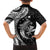 Aloha Hawaii Hammerhead Shark Family Matching Off The Shoulder Long Sleeve Dress and Hawaiian Shirt Black Kakau and Polynesian Tattoo LT03