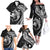 Aloha Hawaii Hammerhead Shark Family Matching Off The Shoulder Long Sleeve Dress and Hawaiian Shirt Black Kakau and Polynesian Tattoo LT03