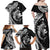 Aloha Hawaii Hammerhead Shark Family Matching Off Shoulder Maxi Dress and Hawaiian Shirt Black Kakau and Polynesian Tattoo LT03