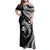 Aloha Hawaii Hammerhead Shark Family Matching Off Shoulder Maxi Dress and Hawaiian Shirt Black Kakau and Polynesian Tattoo LT03