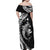 Aloha Hawaii Hammerhead Shark Family Matching Off Shoulder Maxi Dress and Hawaiian Shirt Black Kakau and Polynesian Tattoo LT03