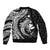 Aloha Hawaii Hammerhead Shark Sleeve Zip Bomber Jacket Black Kakau and Polynesian Tattoo LT03