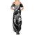 Aloha Hawaii Hammerhead Shark Summer Maxi Dress Black Kakau and Polynesian Tattoo LT03